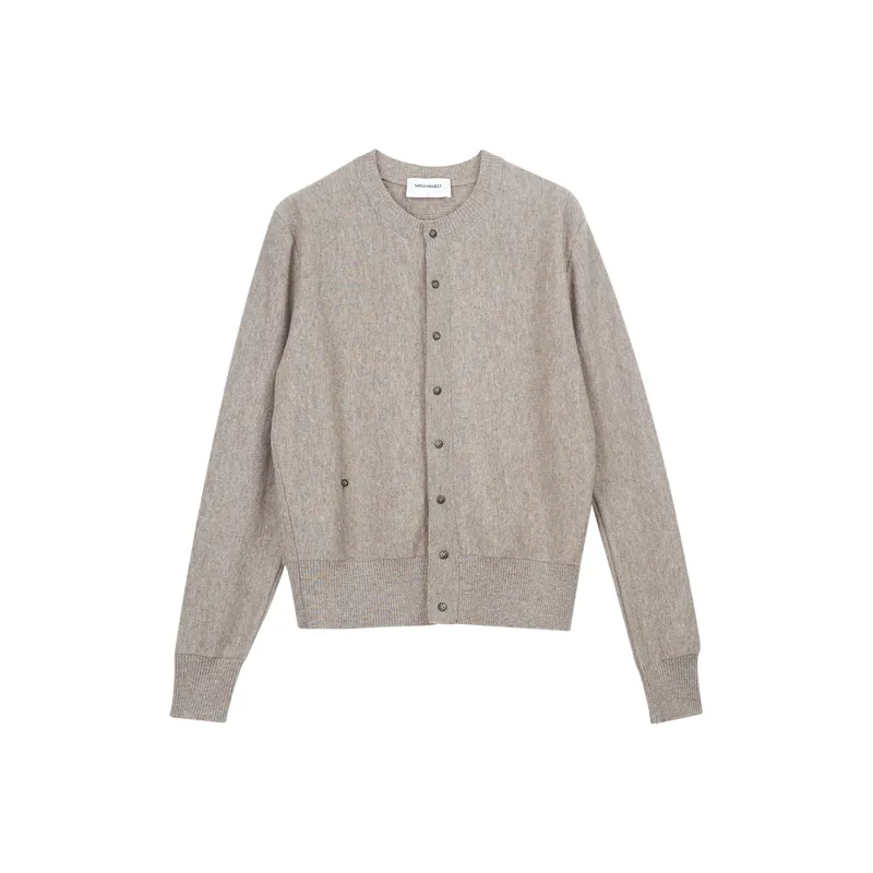SIMPLE PROJECT Crew neck Wool Cardigan Sweater Unisex-0