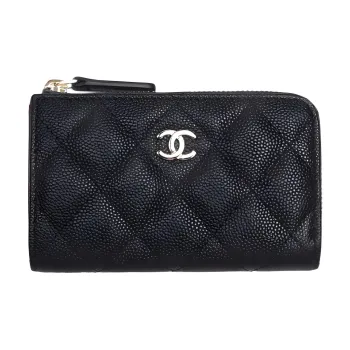 CHANEL Grain Caviar Calfskin Coin Purse Women's Black