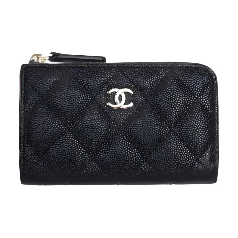 CHANEL Grain Caviar Calfskin Coin Purse Women's Black-0