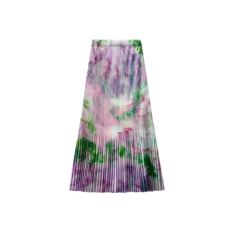 Wbwq Casual Long Skirt Women's Purple Floral-7