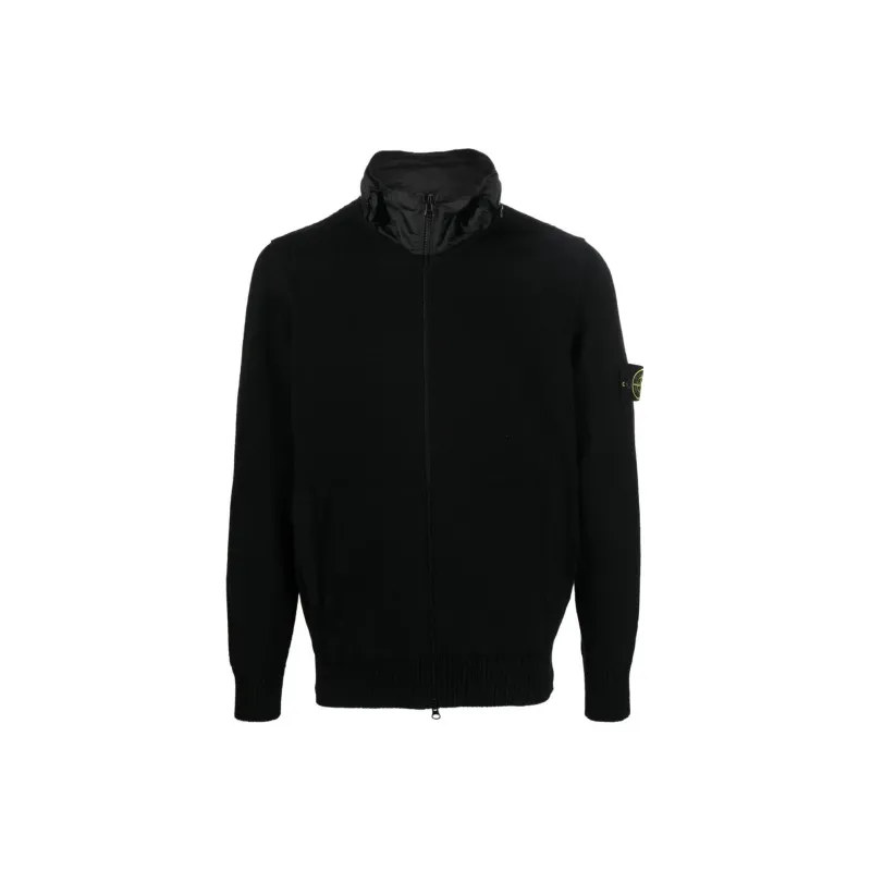 STONE ISLAND Concealed hood Zip up Cardigan-0