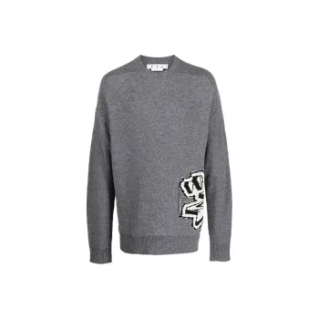 OFF WHITE Graffiti Chunky Knit Crewneck Sweater