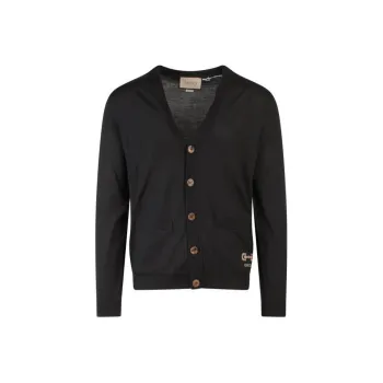 GUCCI Logo Embroidered V-Neck Cardigan