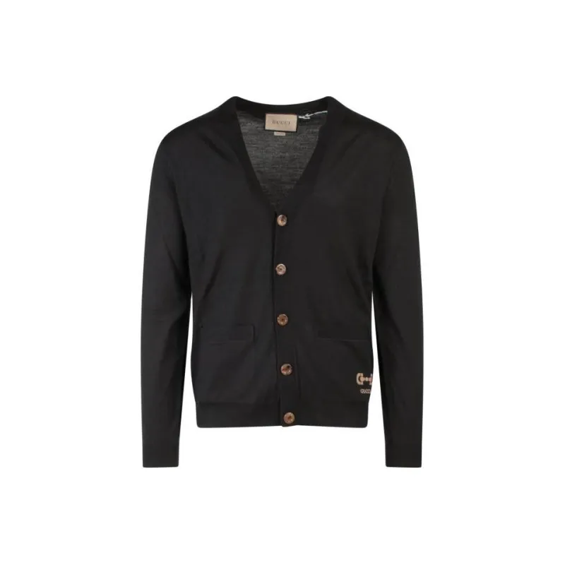 GUCCI Logo Embroidered V-Neck Cardigan-0