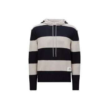Moncler Striped Drawstring Knitted Hoodie