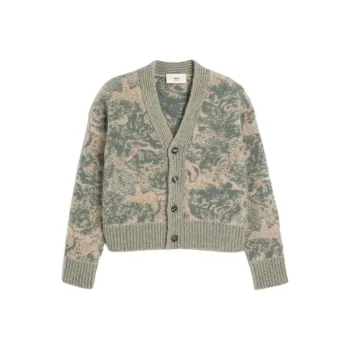 AMIPARIS Paris Jacquard V Neck Buttoned Cardigan
