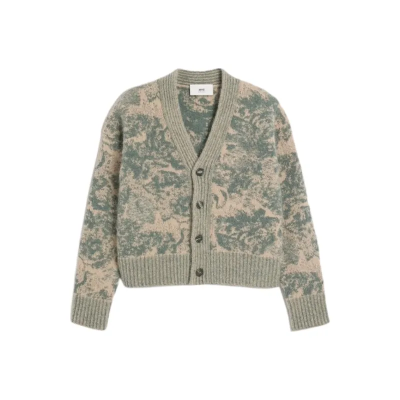 AMIPARIS Paris Jacquard V Neck Buttoned Cardigan-0