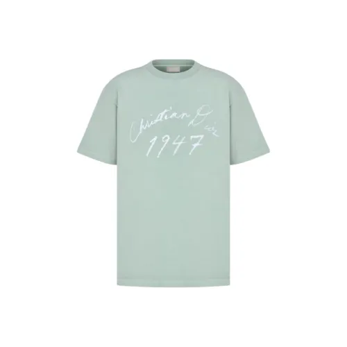 DIOR Letter Logo Pattern Crew Neck Loose Fit Short Sleeved T Shirt Men's Green