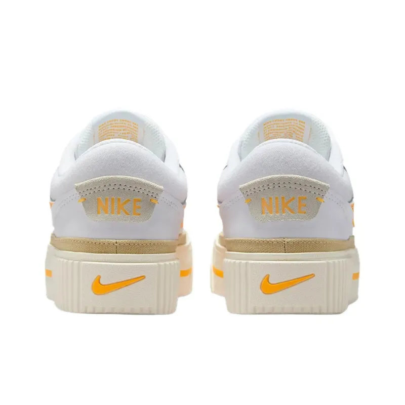 Nike Low Top Skateboard Shoes Women's White Orange-3