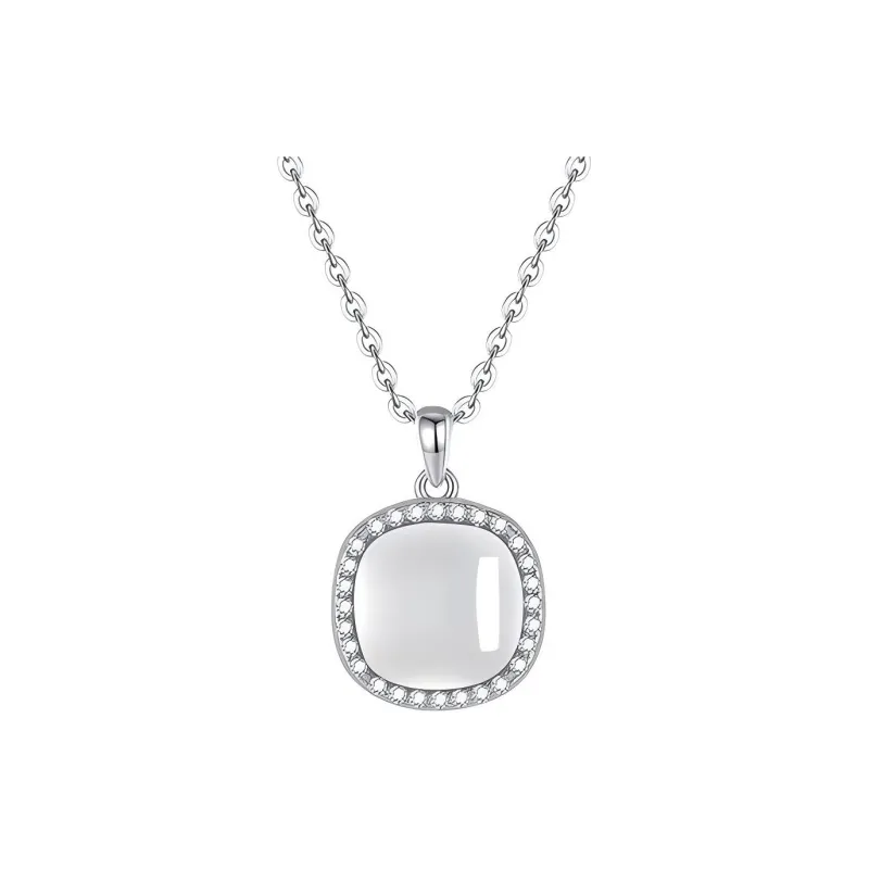 Artisan Lock Heart Jade Natural Chalcedony Necklaces Women's-3