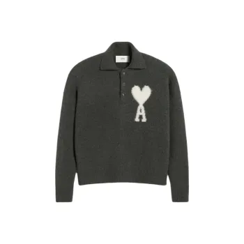 AMIPARIS Paris Ami De Coeur Knit Polo Sweater