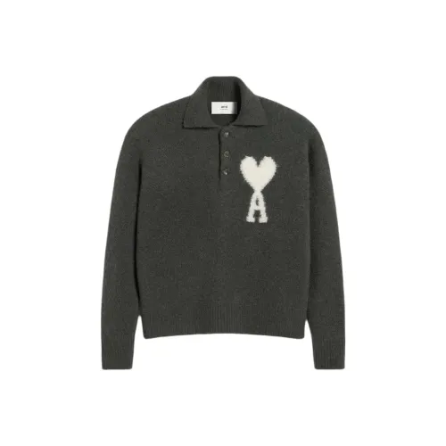 AMIPARIS Paris Ami De Coeur Knit Polo Sweater