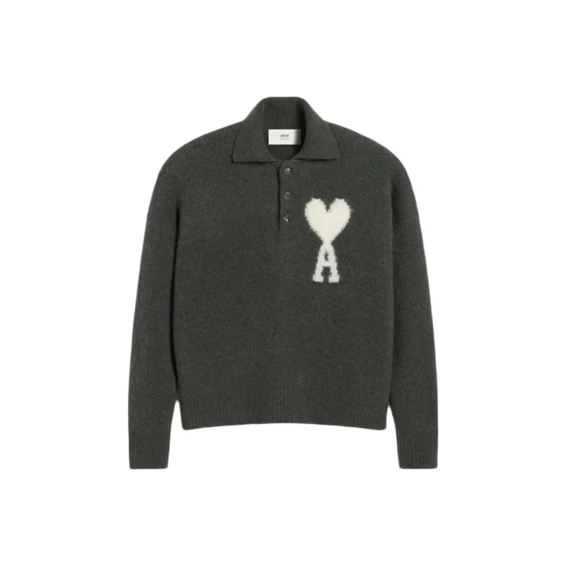 AMIPARIS Paris Ami De Coeur Knit Polo Sweater-0