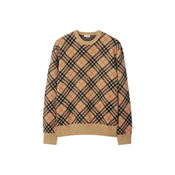 Burberry Checked Knitted Crewneck Jumper
