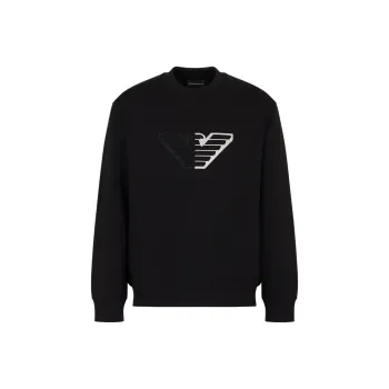 EMPORIO ARMANI Double jersey Sweatshirt With Embossed Oversized Eagle On A Chevron Background
