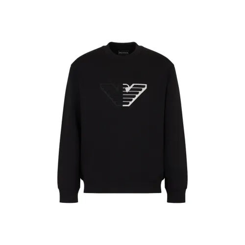 EMPORIO ARMANI Double jersey Sweatshirt With Embossed Oversized Eagle On A Chevron Background