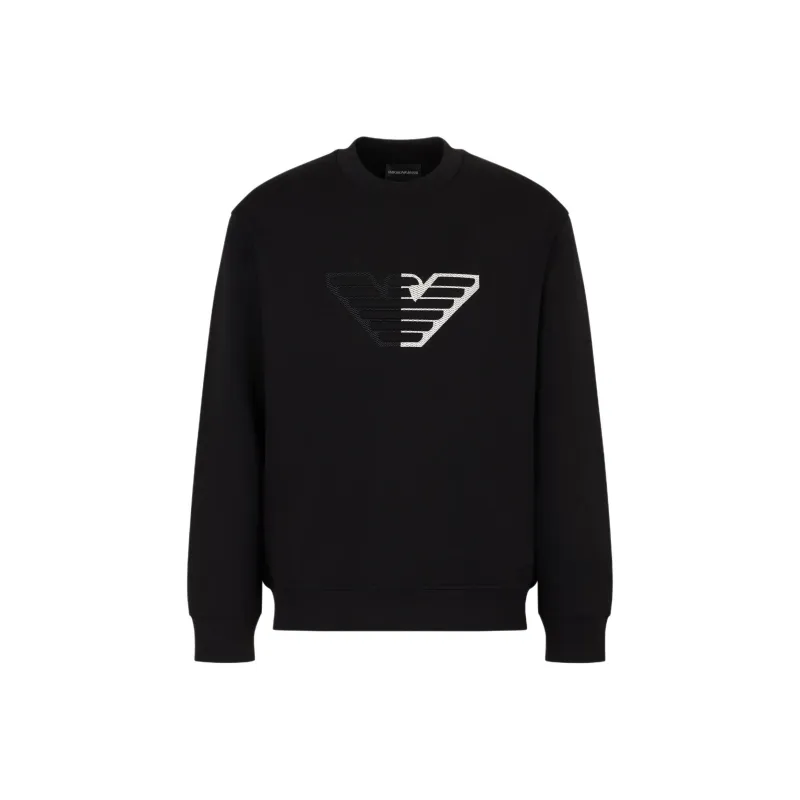 EMPORIO ARMANI Double jersey Sweatshirt With Embossed Oversized Eagle On A Chevron Background-0