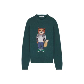 Maison Kitsune Dressed Fox Intarsia Crewneck Jumper