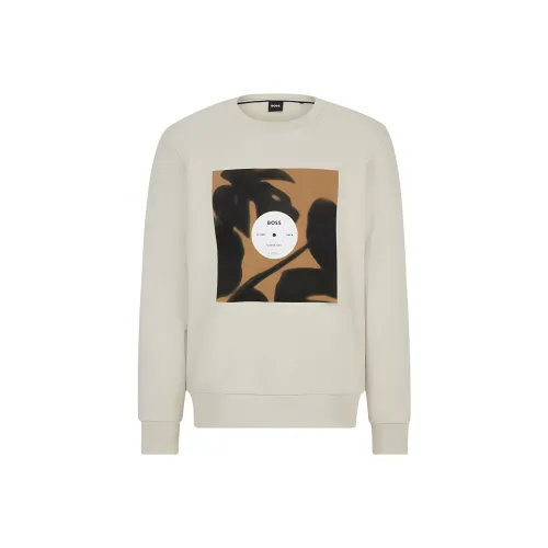 HUGO BOSS Cotton Terry Relaxed-Fit Sweatshirt With Seasonal Artwork Sweatshirt Men's Beige