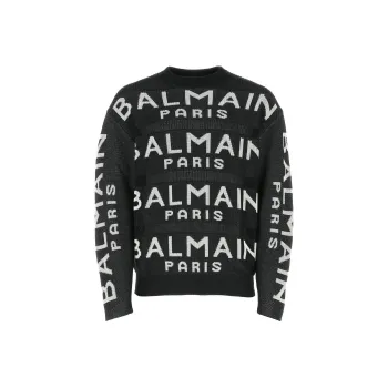 BALMAIN All Over Logo Crewneck Sweater