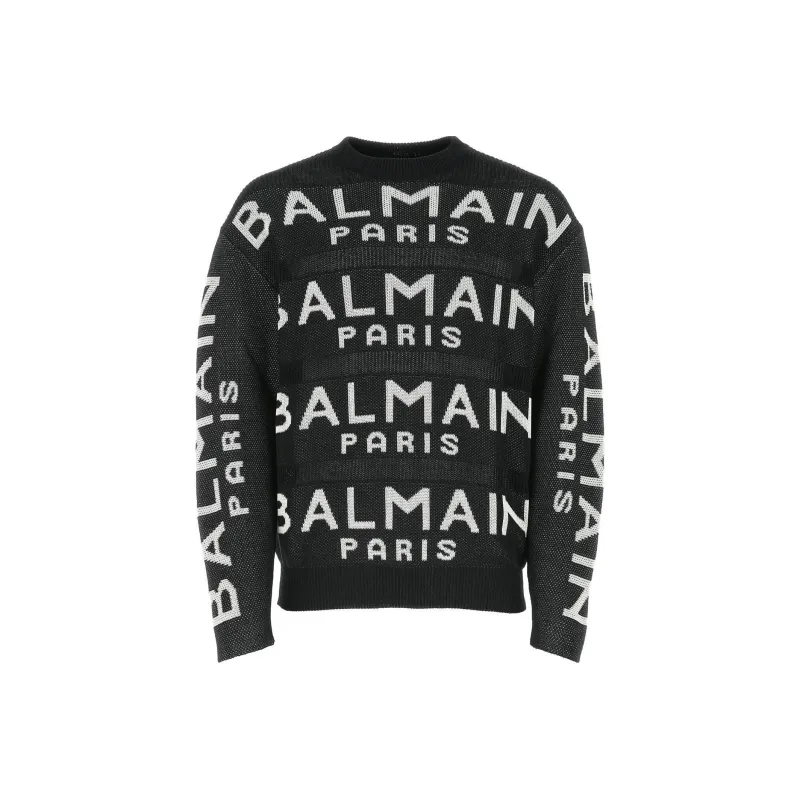 BALMAIN All Over Logo Crewneck Sweater-0