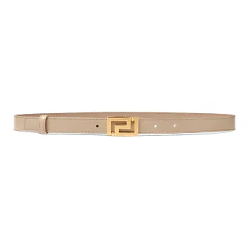 VERSACE Front Gold Logo Smooth Buckle Leather Belts Women's Camel Width: 2cm