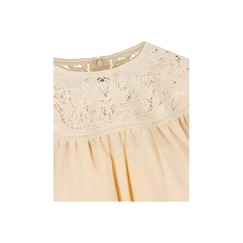 CELINE Guipure Crewneck Long Sleeved Blouse-2