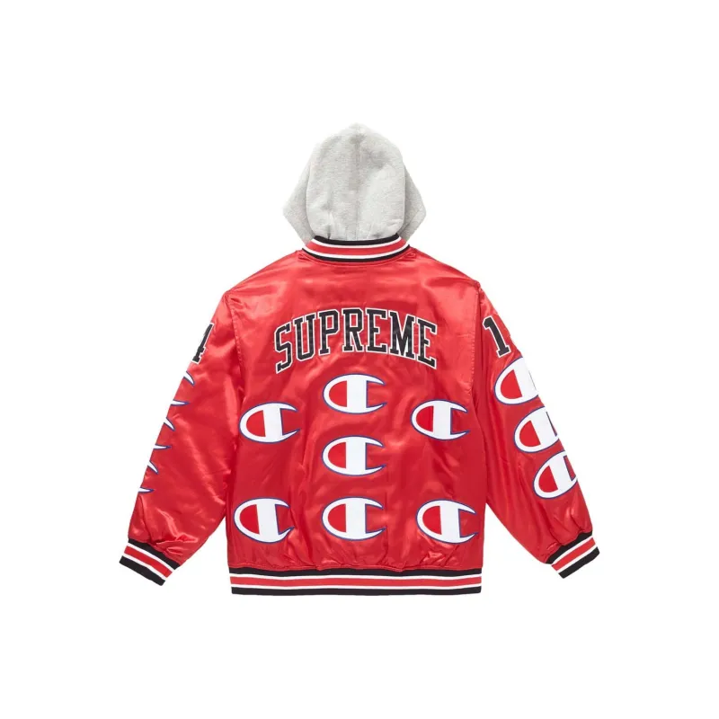 Supreme Champion Hooded Satin Varsity Jacket-0