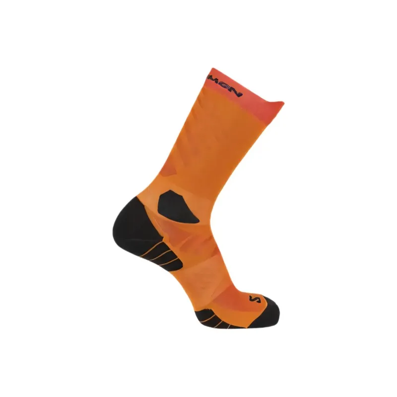 SALOMON Aero Crew Running Socks Unisex 1 Pack Red Orange/Ginger Yellow-1