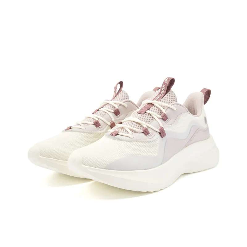 QIAODAN Cushioning, Slip Resistant, And Abrasion Resistant Low Top Casual Running Shoes Women's White Pink-2
