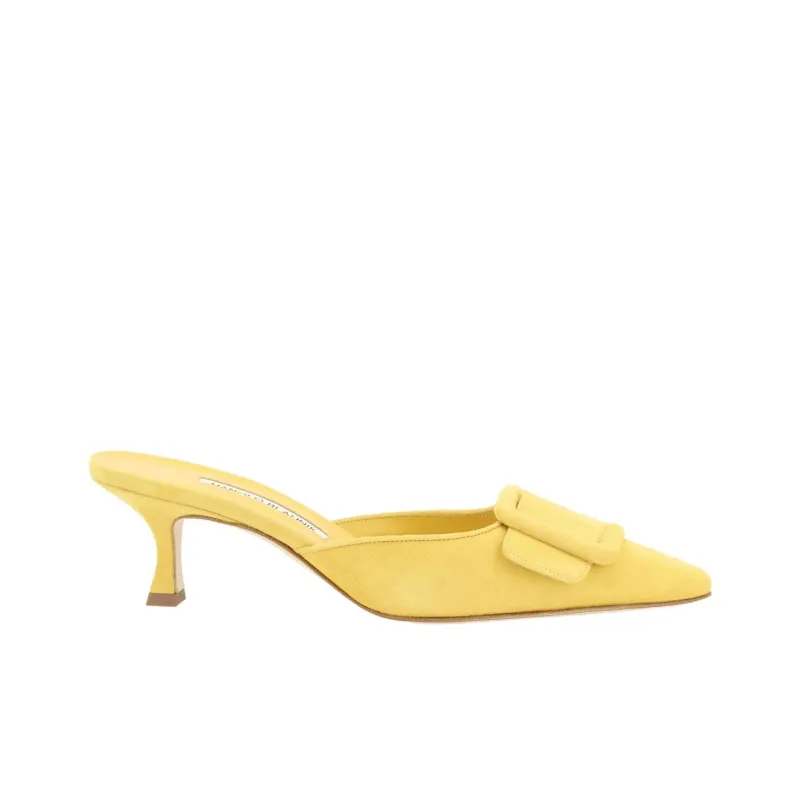 MANOLO BLAHNIK Slip Resistant Closed Toe Slippers 5cm Women's Yellow-1