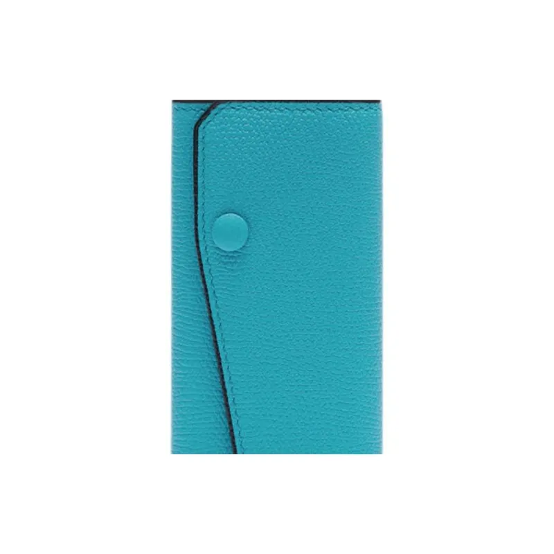 Valextra Solid Color Millepunte Calfskin Key Pouch Women's Sapphire Blue-3