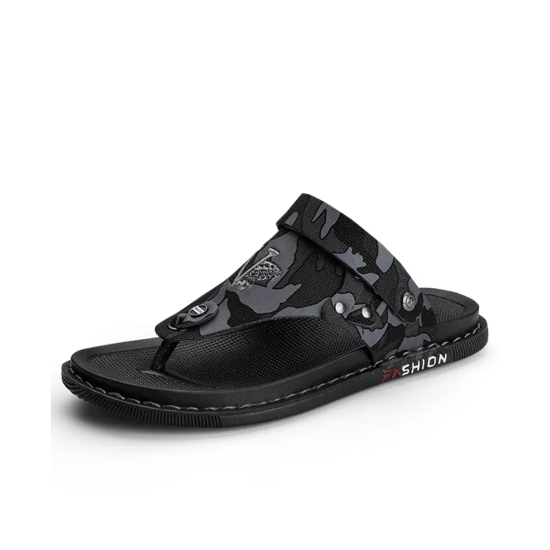 Shiozawa Rubber Sole Stitching Abrasion Resistant Slip Resistant Quick Dry Flip Flops Men's-0