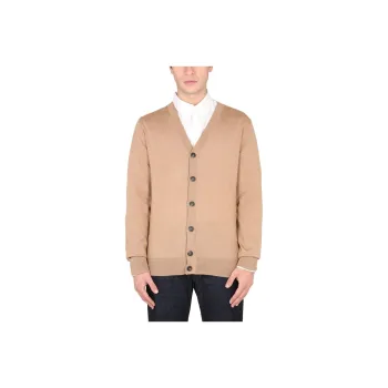 A.P.C Logo Tag V-Neck Knitted Cardigan