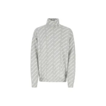 Balenciaga Allover Logo Turtleneck Knit Jumper