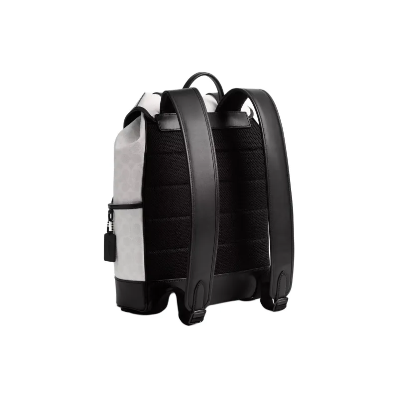 COACH League Coated Canvas Backpack Tubas Men's Black & White-1
