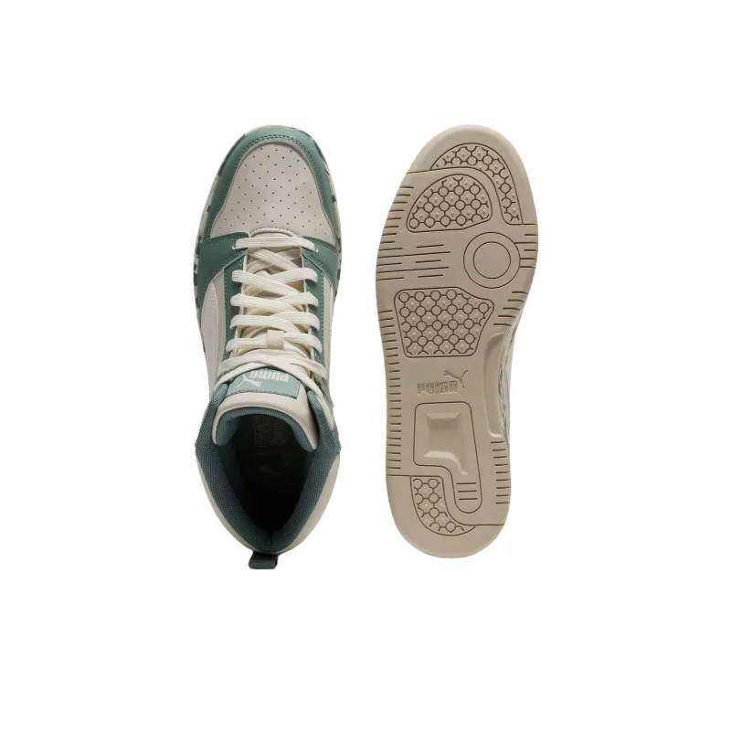 PUMA Rebound V6 High Top Training Shoes Men's White Green-3