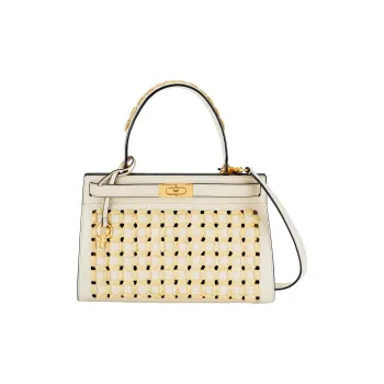 TORY BURCH Lee Radziwill Cow Leather Handbag Small Size Women's Cream White