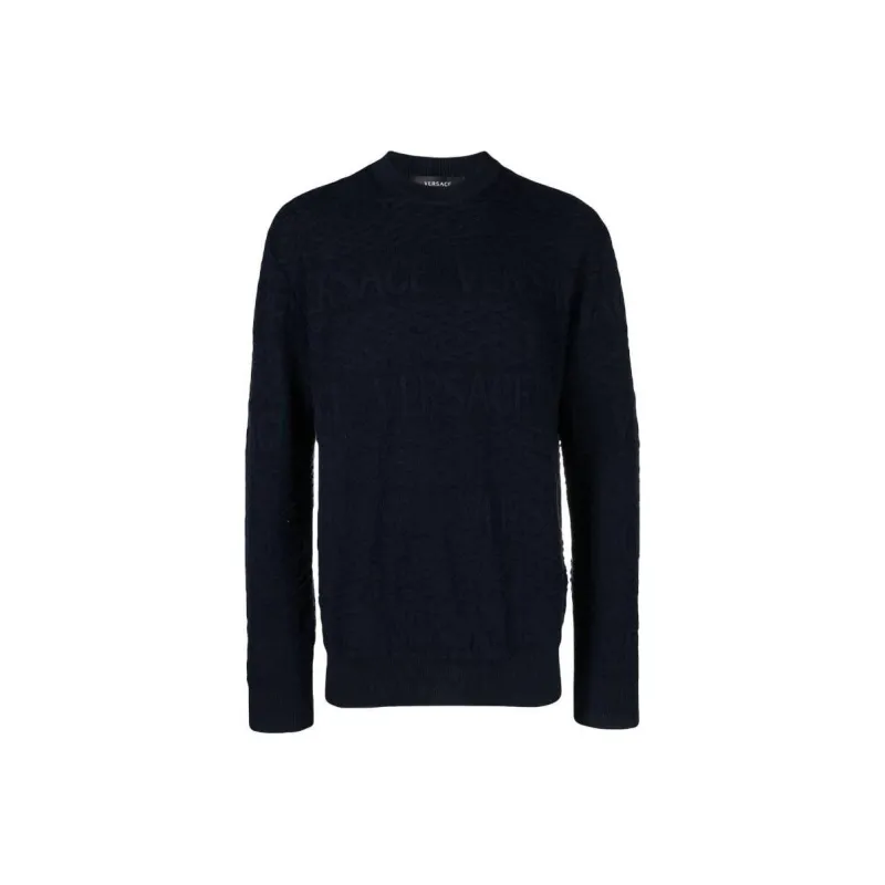 VERSACE Logo Jacquard Crewneck Sweater-0