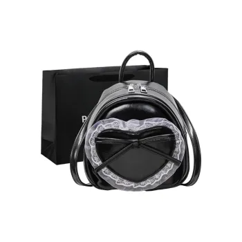 PINK·LAND PU Backpack Women's Black/Ecru/Pink/Blue