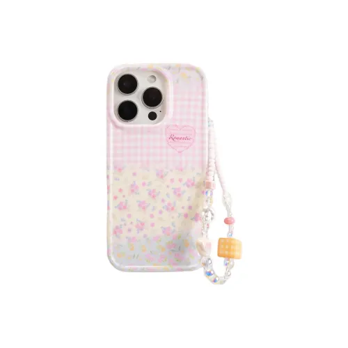 Sopi Acrylic Material Pink Plaid Floral Patchwork Phone Cases Compatible With IPhone 16/15 Pro Max/Apple 13/14 Pro/Max
