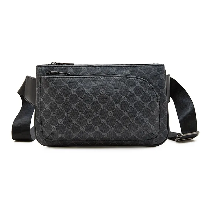 Old Man's Head Synthetic Leather Sling Bag Men's Pattern Black/Gray-3