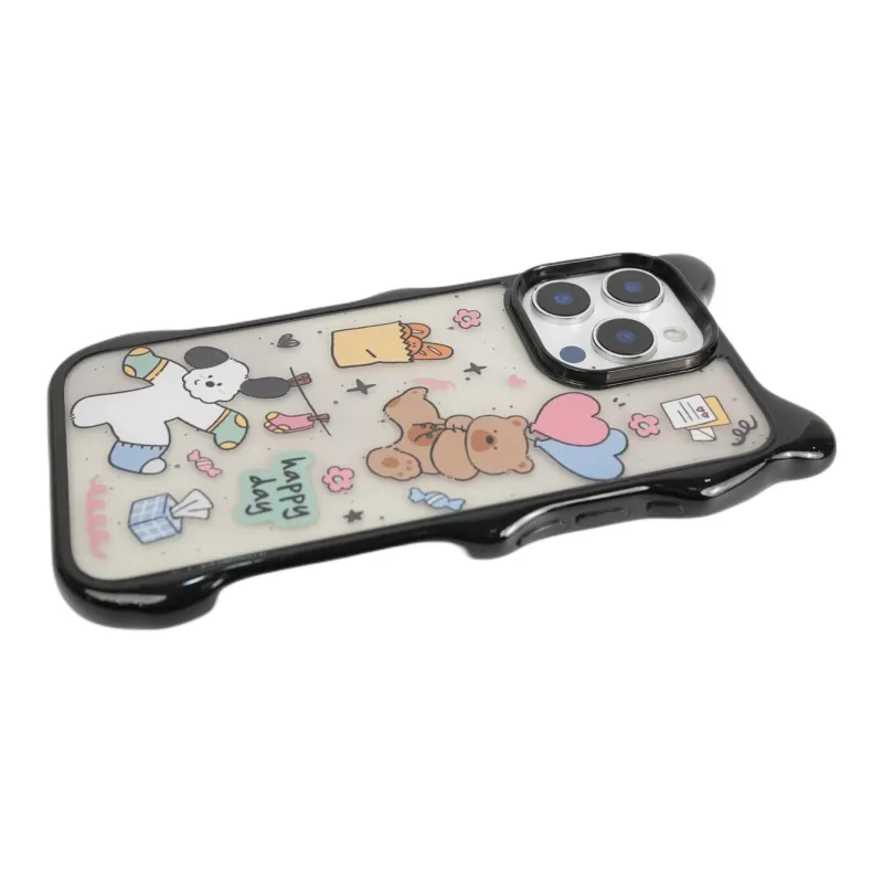 Sopi Acrylic Material Balloon Bear Socks Puppy Phone Cases Compatible With IPhone 16/15 Pro Max/Apple 13/14 Pro/Max-3