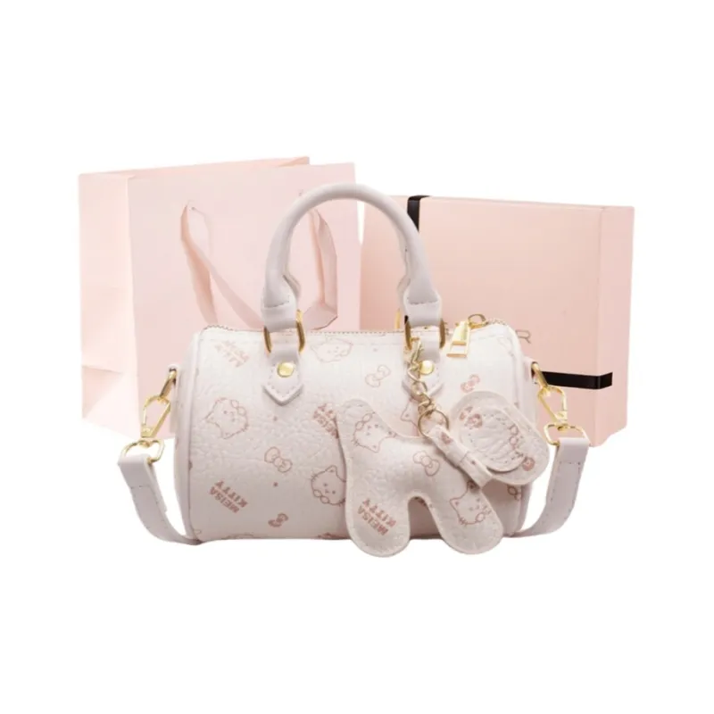 GATOER PU Boston Bag Handbag Women's Ecru/Pink-1