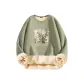 [Super-Warm Sherpa]Gray Pea Green (Chinese Style Flying Crane)