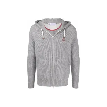 Brunello Cucinelli Logo Embroidered Zipped Cardigan