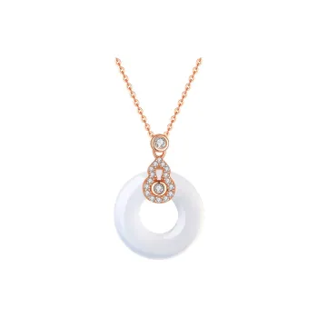 Artisan Lock Heart Jade Natural Chalcedony Jade Necklaces Women's