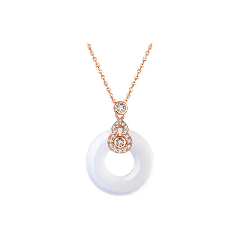 Artisan Lock Heart Jade Natural Chalcedony Jade Necklaces Women's-0