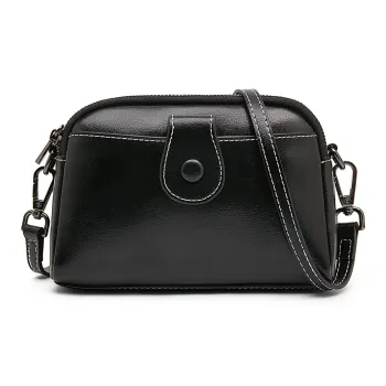Old Man's Head Top Grain Cow Leather Shoulder Bag, Crossbody Bag Regular Women's Black/White