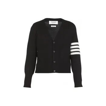 THOM BROWNE 4 Bar Stripe V neck Cardigan